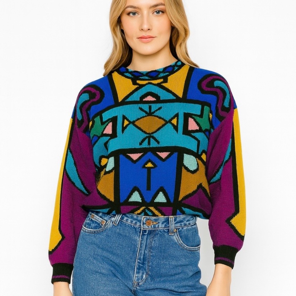 Vintage Christine Foley 80s 90s Sweater Cotton Size 2 Medium